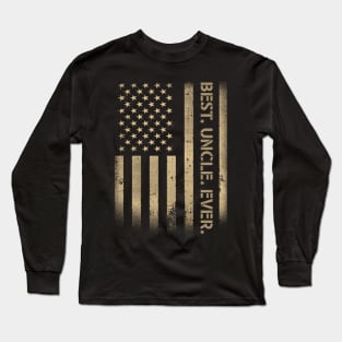 Best Uncle Ever American USA Grunge Flag Father's Day Long Sleeve T-Shirt